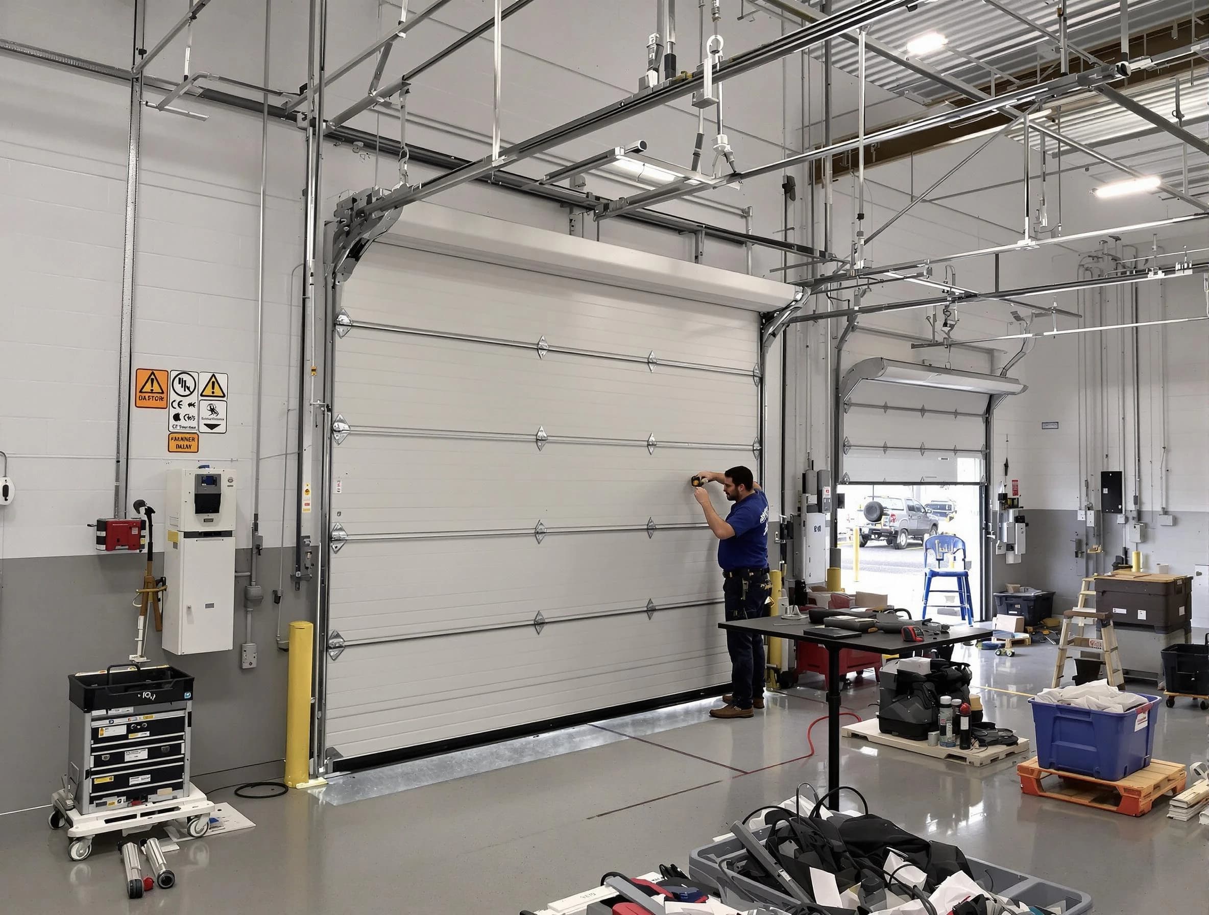 Commercial garage door repair being performed by Fort Lupton Garage Door Repair expert in Fort Lupton
