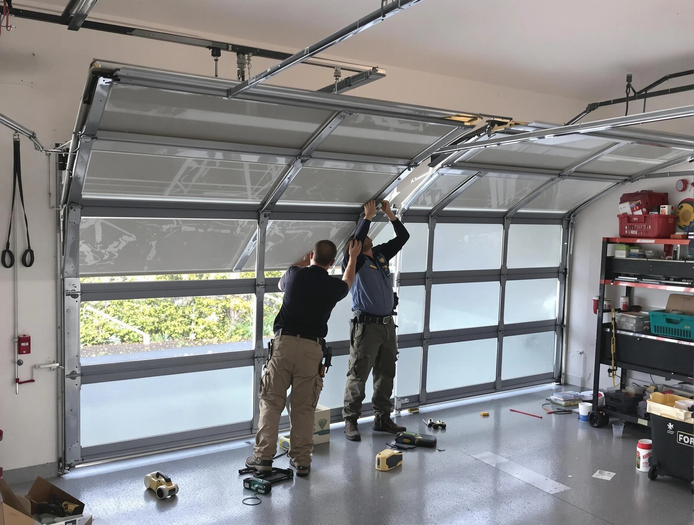 Fort Lupton Garage Door Repair expert performing precise panel replacement on Fort Lupton garage door