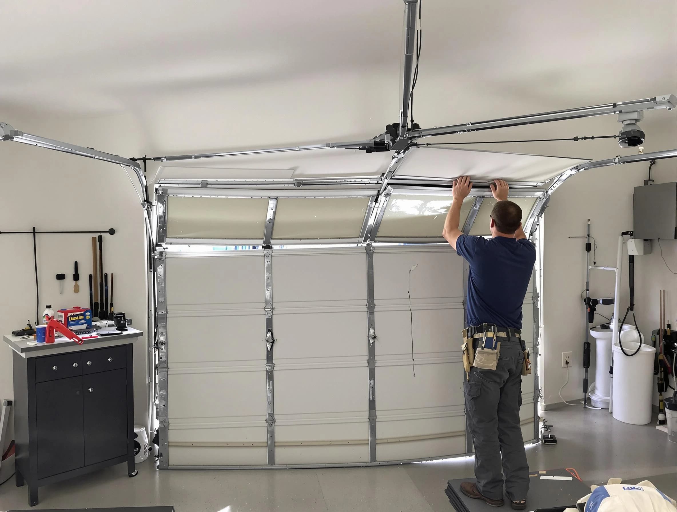 Fort Lupton Garage Door Repair specialist performing precise section replacement on Fort Lupton garage door