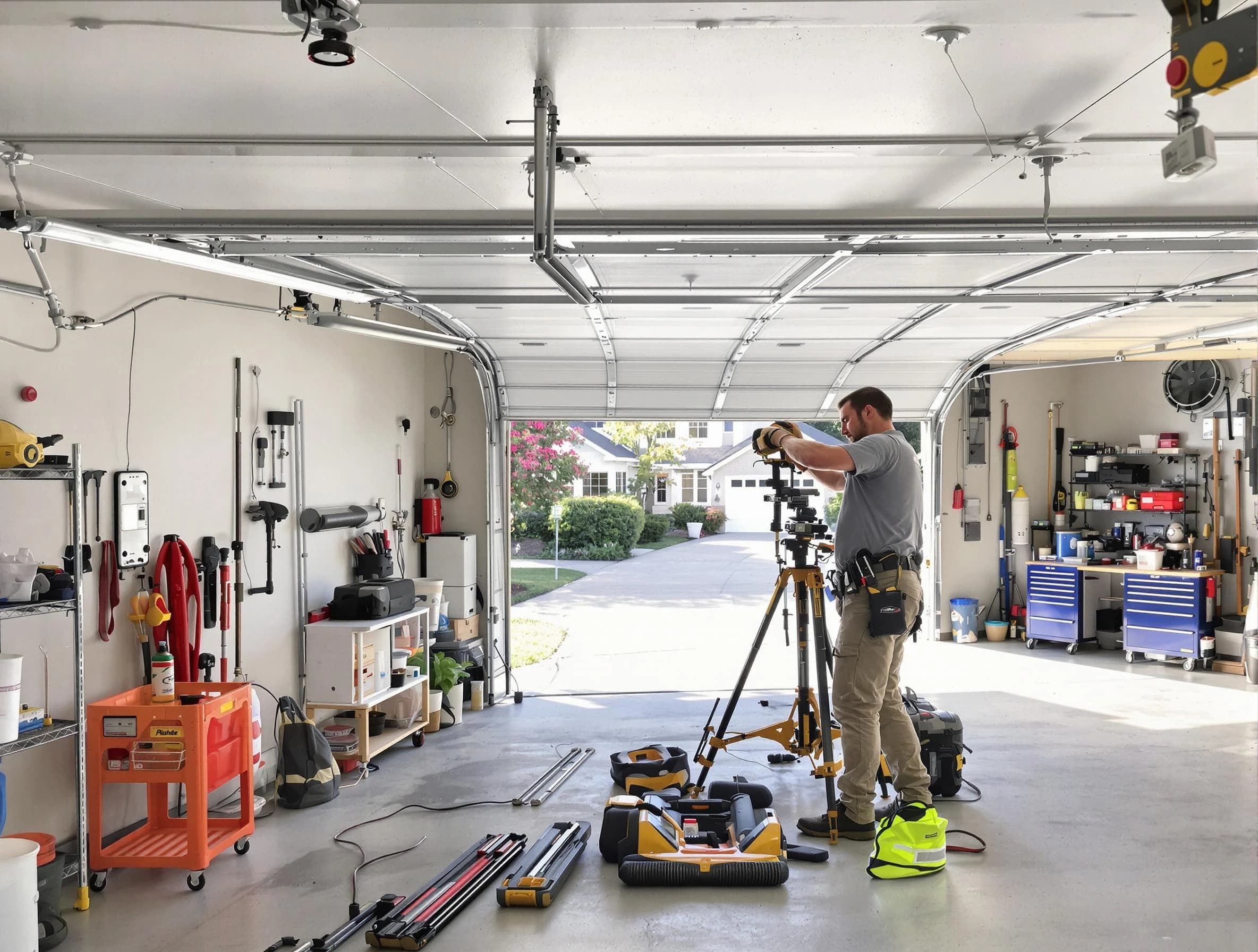 Fort Lupton Garage Door Repair specialist performing laser-guided track alignment in Fort Lupton