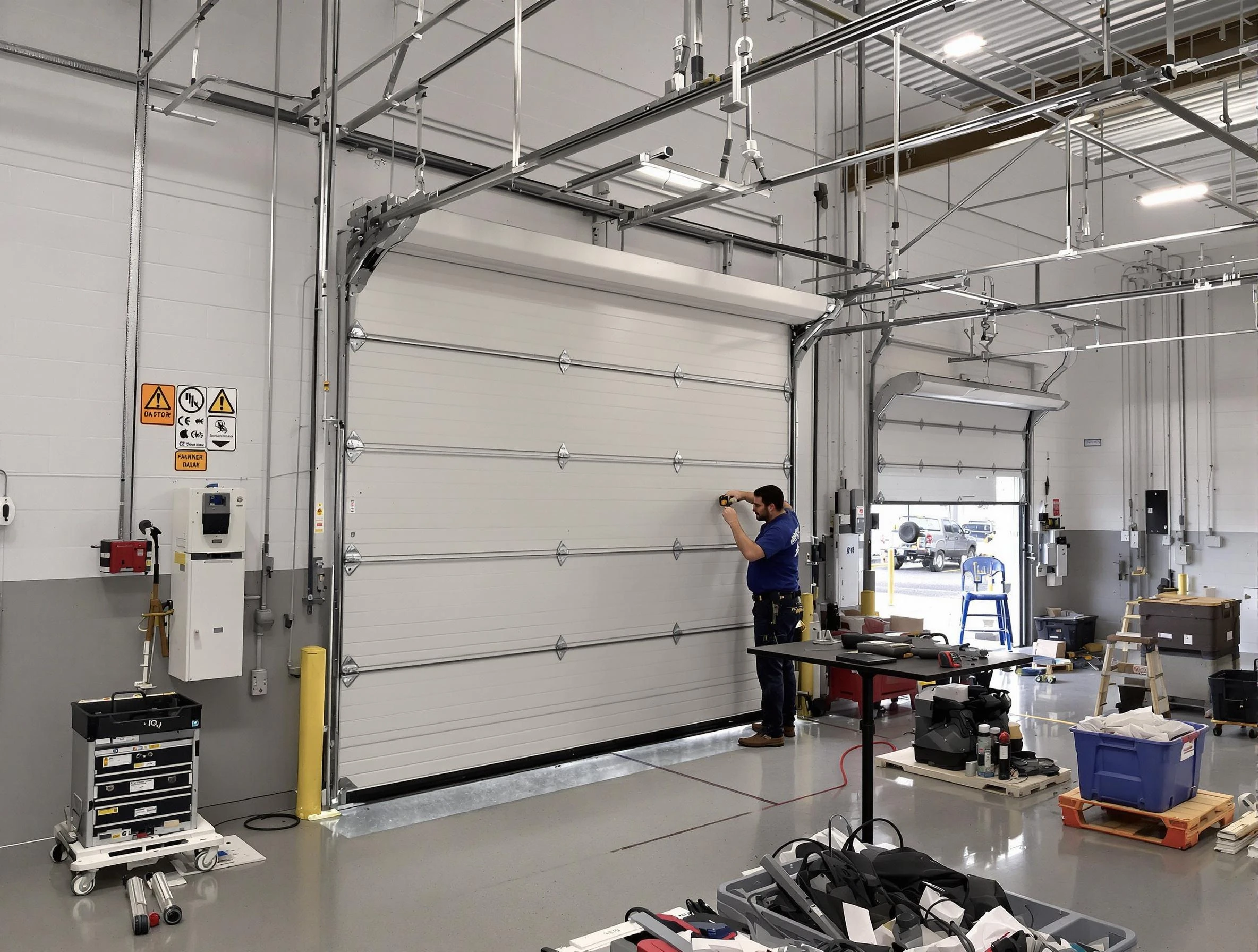 Commercial garage door repair being performed by Fort Lupton Garage Door Repair expert in Fort Lupton