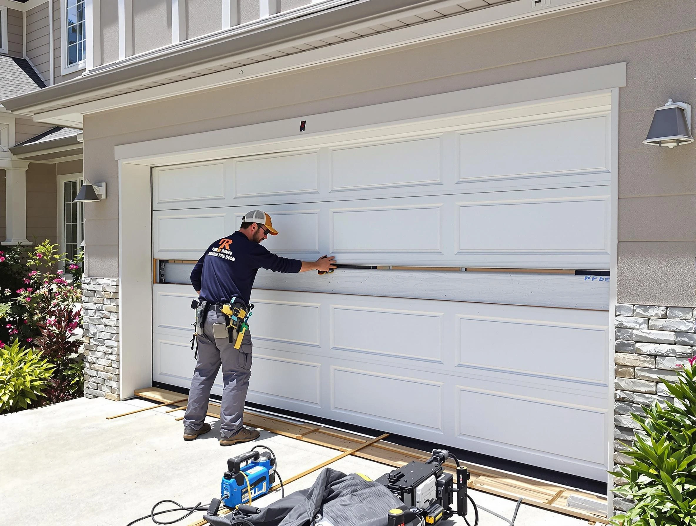 Fort Lupton Garage Door Repair team performing complete garage door replacement at Fort Lupton residence