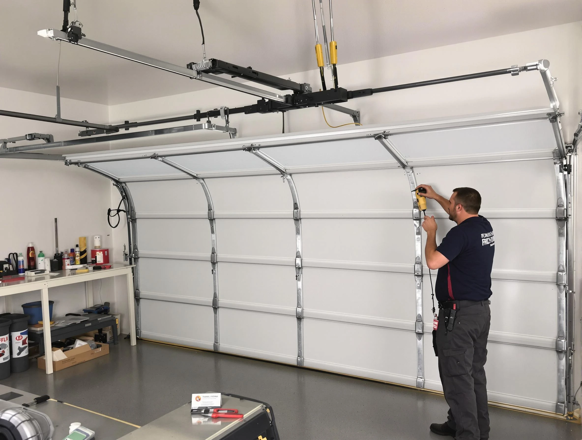 Fort Lupton Garage Door Repair certified technician performing overhead door system repair in Fort Lupton