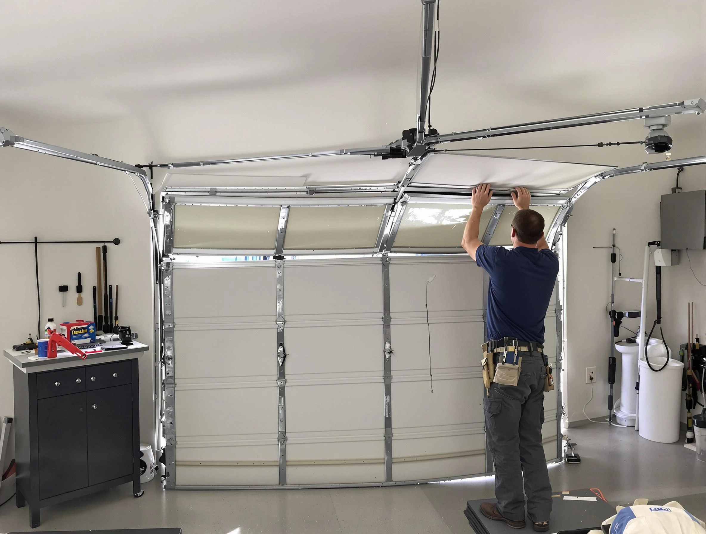 Fort Lupton Garage Door Repair specialist performing precise section replacement on Fort Lupton garage door